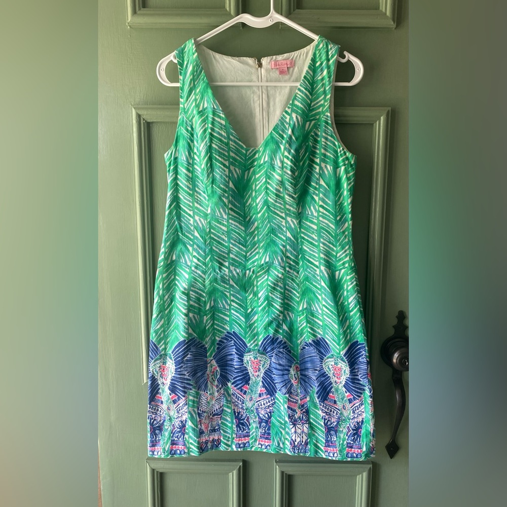 Lilly Pulitzer Tandie Shift Toucan Costa Verde Elephant Green Dress